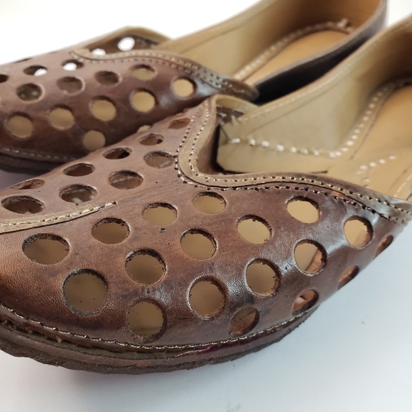 Hand Crafted Brown and Tan Loafers with Perforated Design - Picture 8 of 15